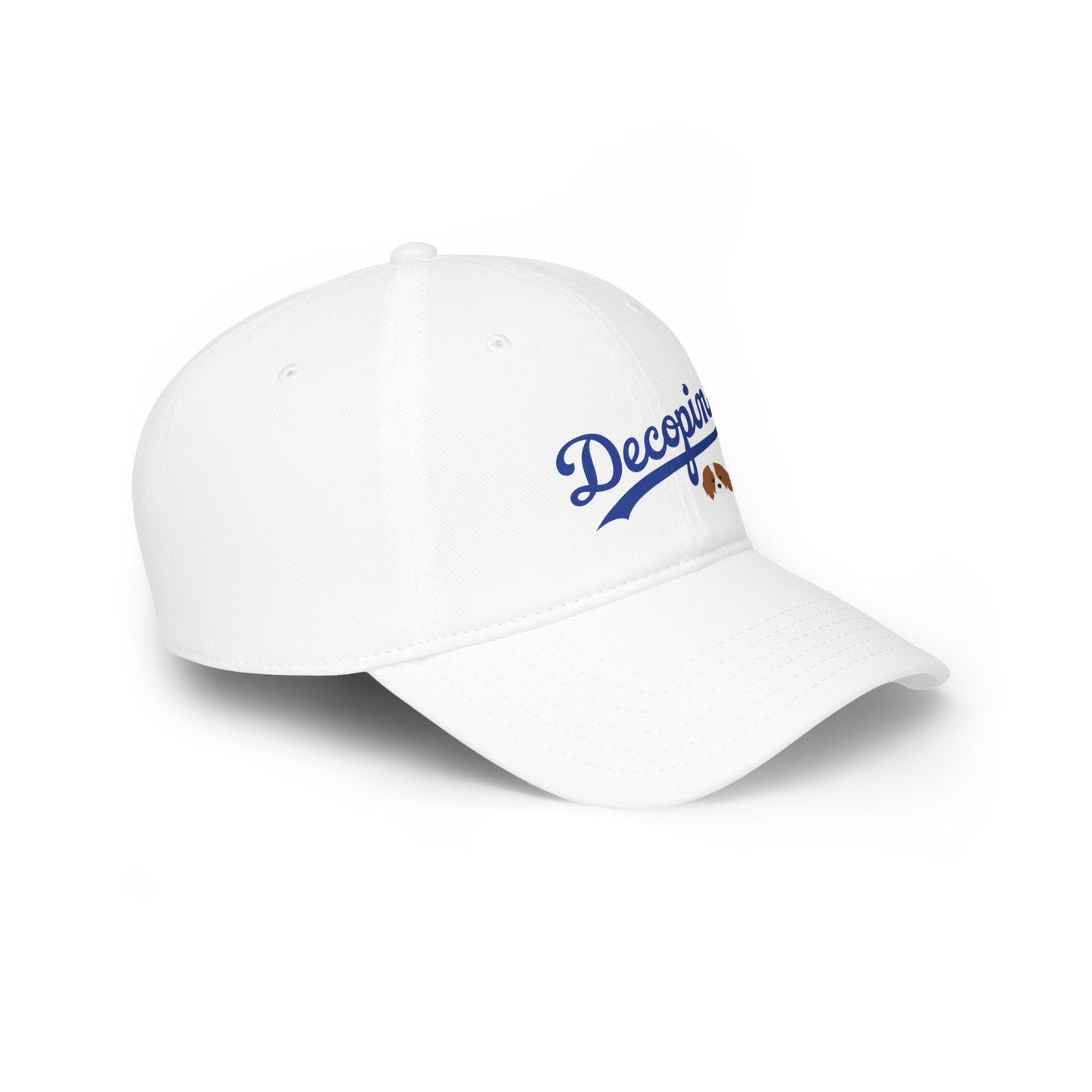 06. Decopin: Adults PRINTED Logo Adjustable Baseball Hat: White/Khaki