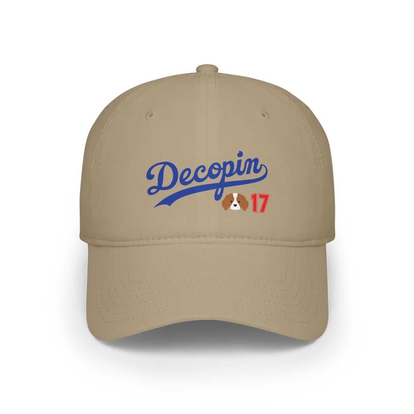 06. Decopin: Adults PRINTED Logo Adjustable Baseball Hat: White/Khaki