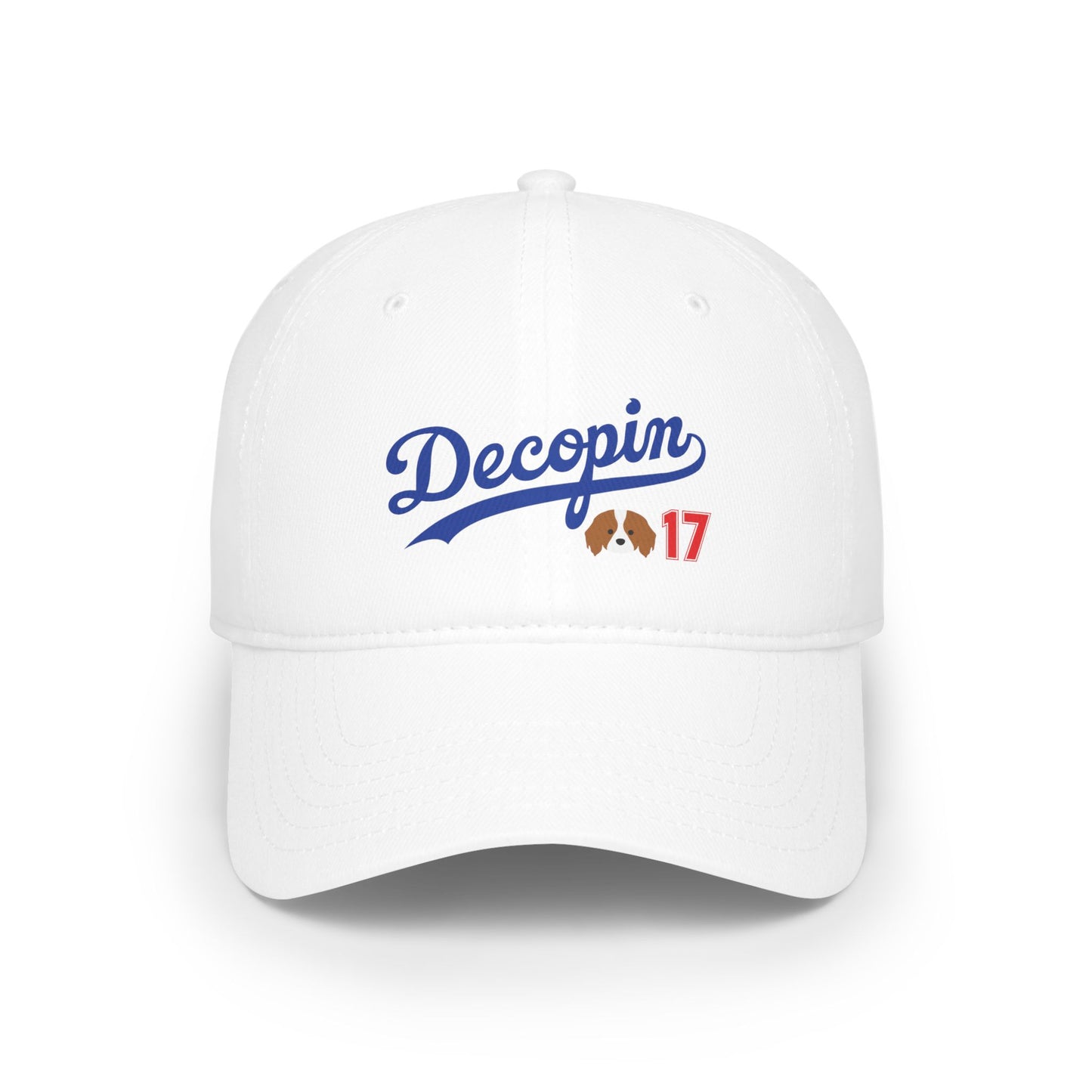 06. Decopin: Adults PRINTED Logo Adjustable Baseball Hat: White/Khaki