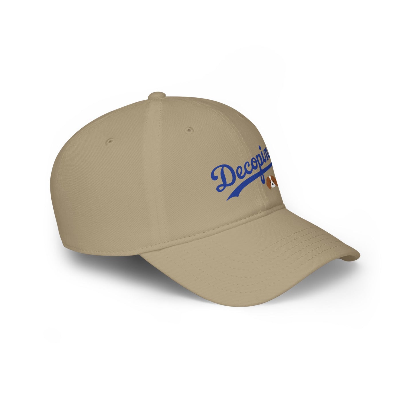 06. Decopin: Adults PRINTED Logo Adjustable Baseball Hat: White/Khaki